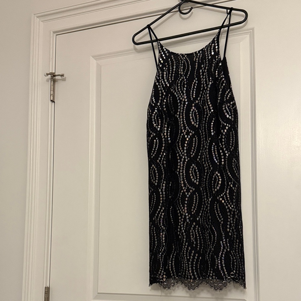 Eight Sixty Black and Silver Mini Dress